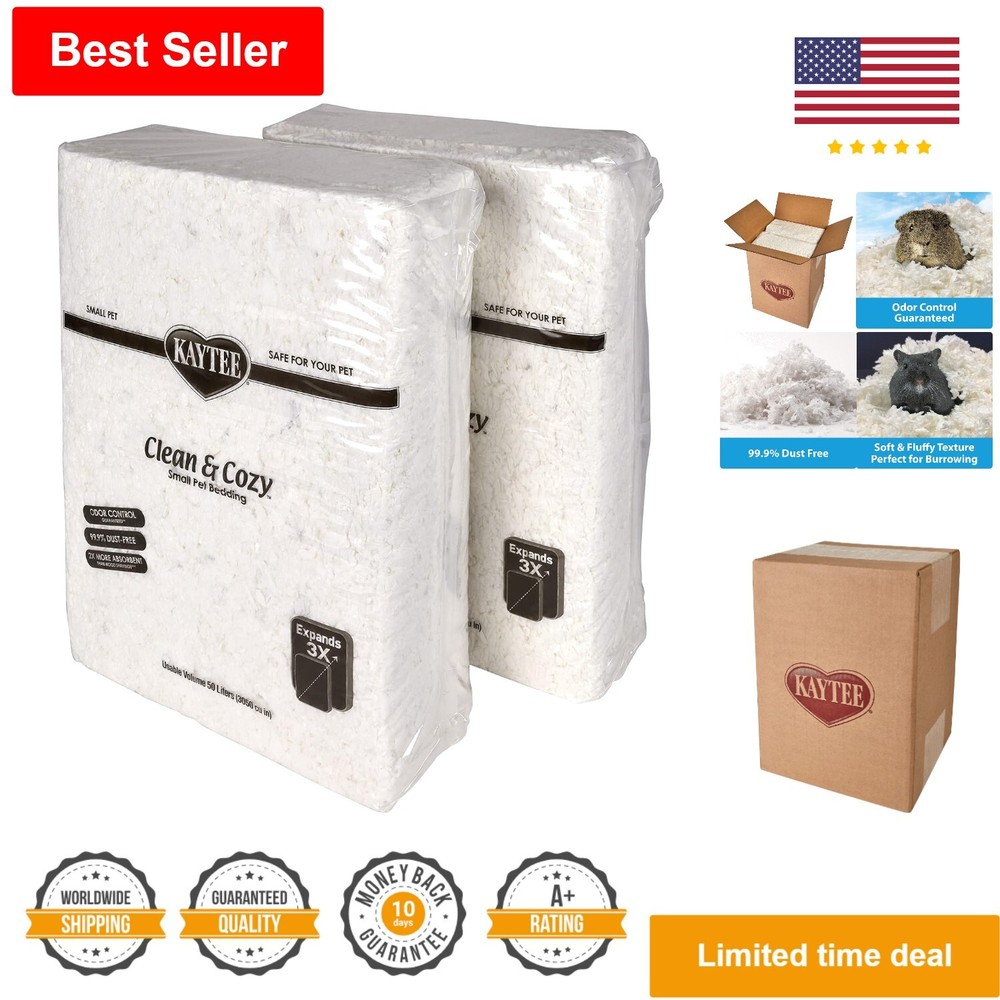 White Bedding for Small Pets - Comfy, Cozy & Odor-Controlled - 50 Liters (Pac...