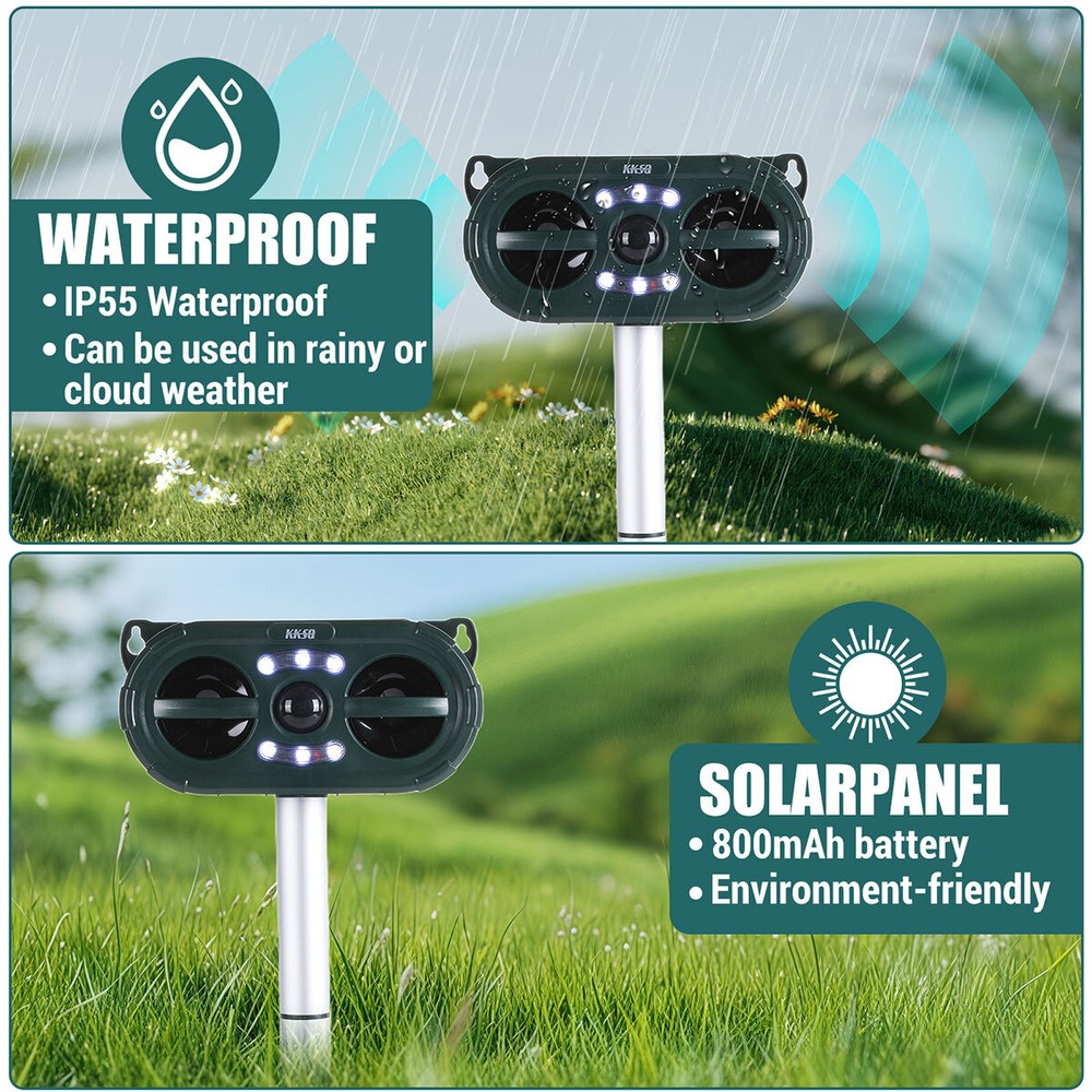 Solar Predator Strobe Light Red LED Deterrent Light Night Sonic Animal Repellers