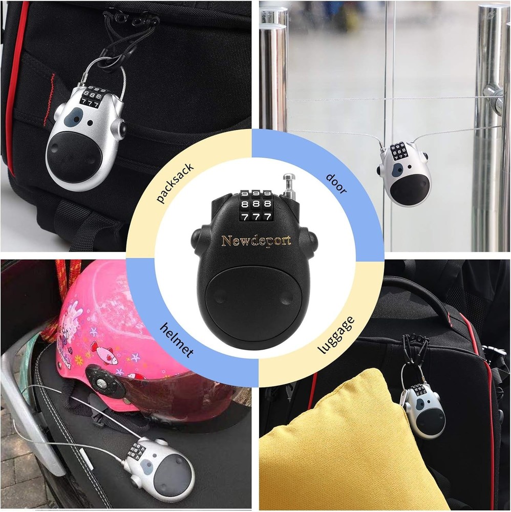 Snowboard Cable Lock: 29.5 Inch Retractable Steel Cable