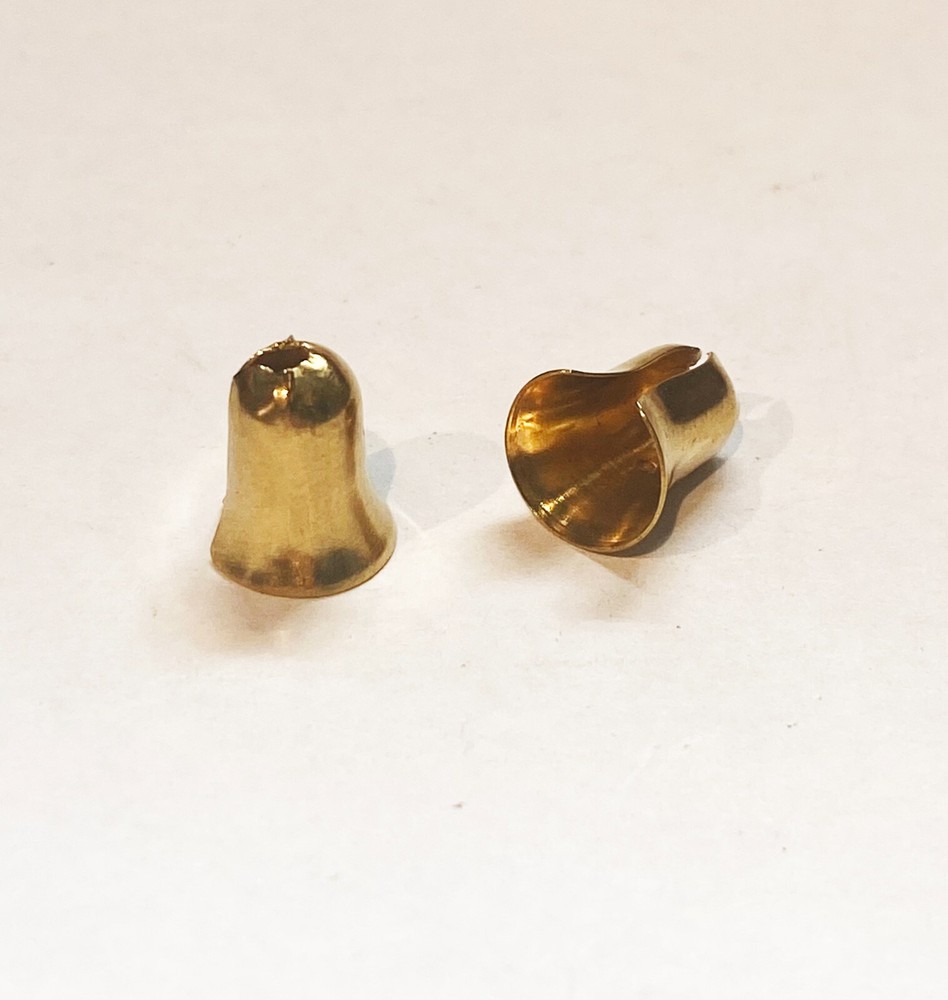 LOT OF 2: NEW UNFINISHED SOLID BRASS BELL ENDS ONLY (for #6 pull chains)