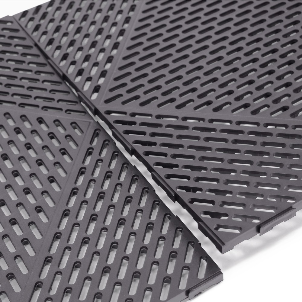 EasyTile 12 Pack Interlocking Modular Tiles with Drainage, 18x18 Inches, Gray