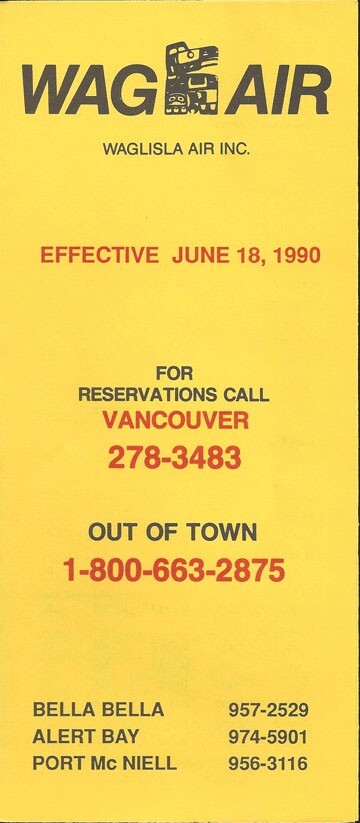 Waglisa Air system timetable 6/18/90 [4111]