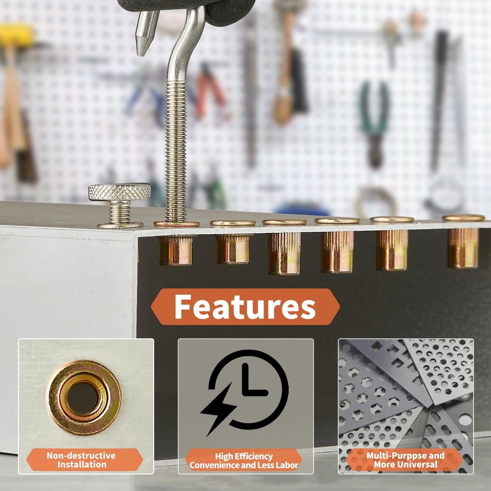 Rivet Nut Installation Tool Set Flat Head Rivnut Threaded Insert Nut Kit SAE ...