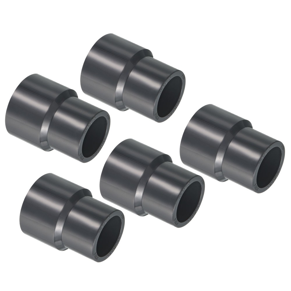 5pcs PVC Reducer Pipe Fitting 1x0.8" Socket Coupling Adapter Connector, Grey