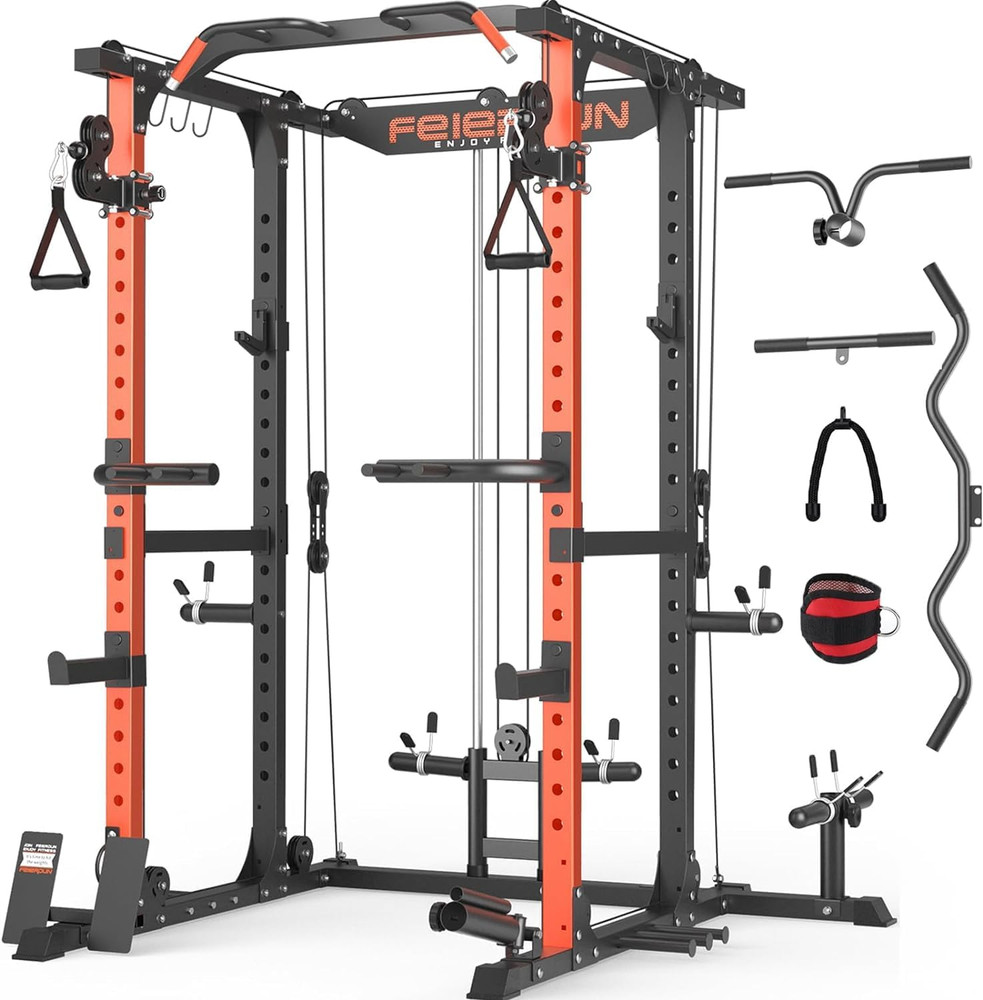 FLA01 Power Cage Multi Function Squat Rack with Cable Crossover System 2000Lbs C