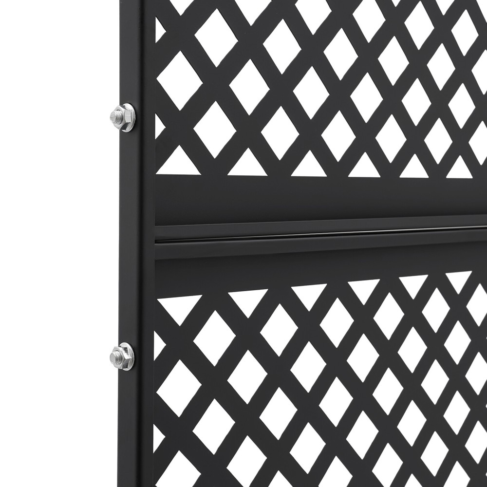 Metal Privacy Screen , Freestanding Modern Black&Cube Decorative Privacy Screen