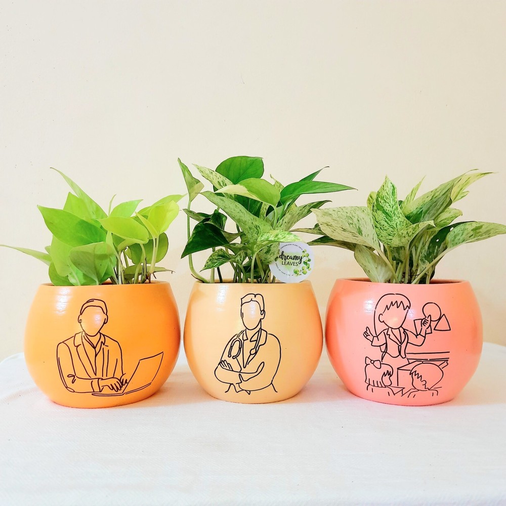 Handpainted Pot - Artistic Illustrations of Occupations – Unique & Customizable