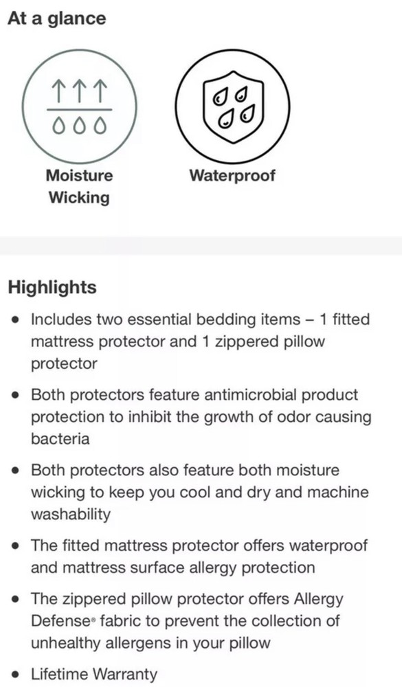 Allerease Protection Waterproof Mattress Protector BEDDING KIT - Twin/Twin XL