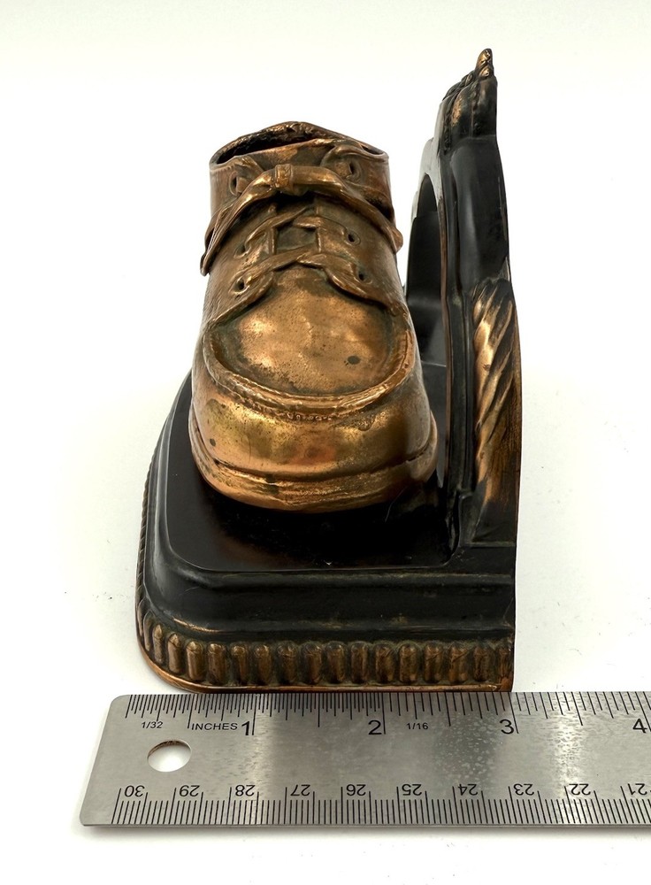 VTG Bronzed Baby Shoe Single Bookend Decorative Keepsake Rustic Décor