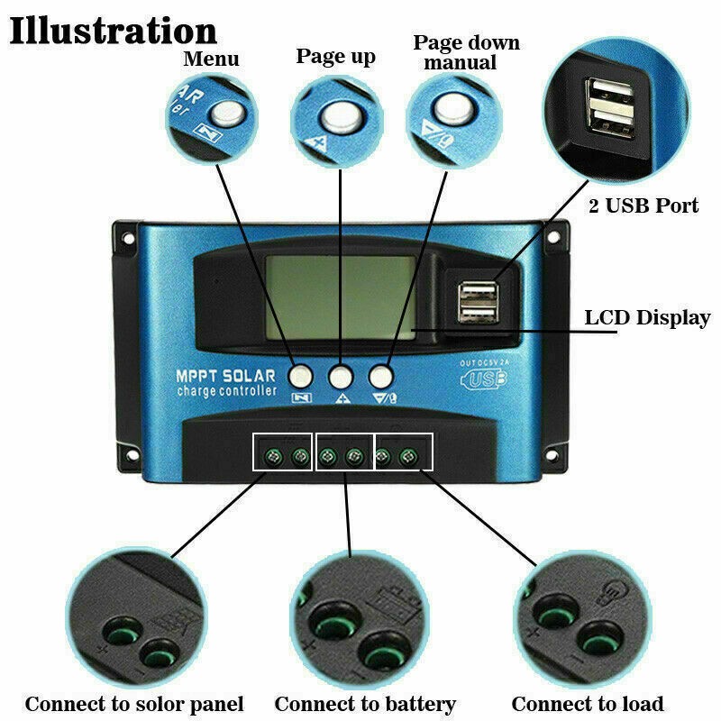 🚀40A MPPT Solar Panel Regulator Charge Controller 12V/24V Auto Focus Tracking!!