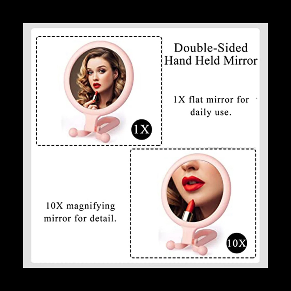 10X Handheld Magnifier, Double Sided Folding Makeup Mirror, Portable Handheld Mi