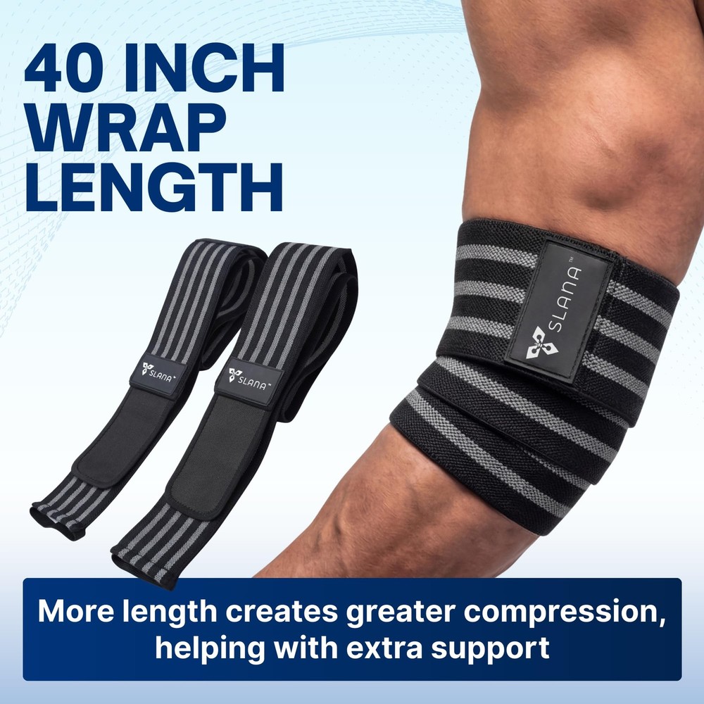 Elbow Wraps for Weightlifting – 40” Long Adjustable Compression - Elbow Sleev...