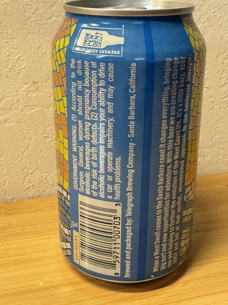 Telegraph West Swell IPA - Empty Beer Can Bottom Opened - gorgeous!