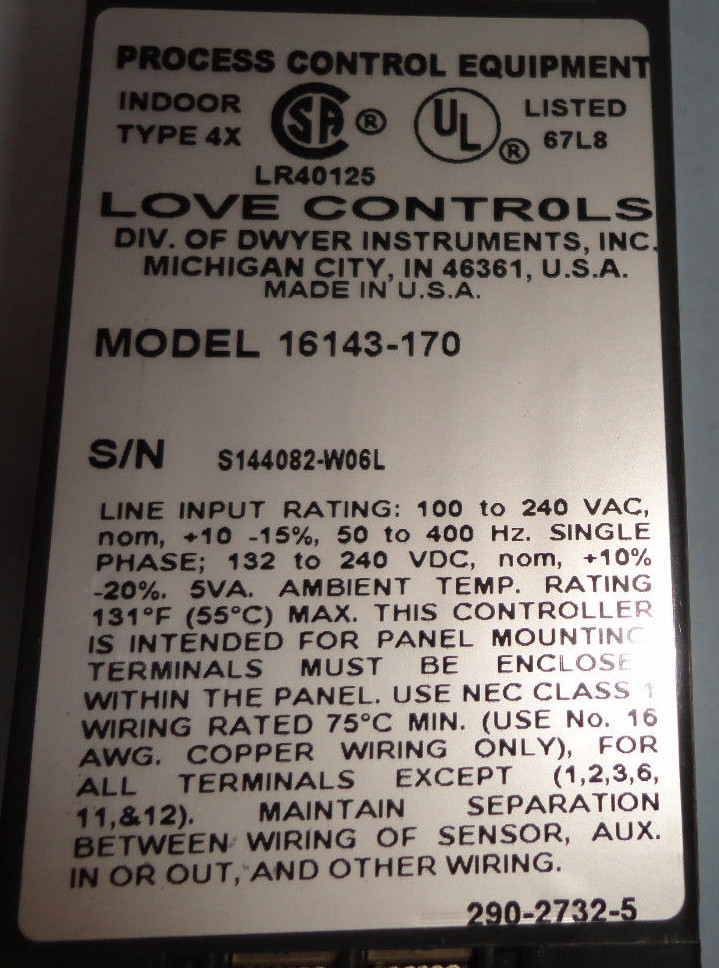 Love Controls 16143-170 Process Control 16143170 Temperature Controller NEW