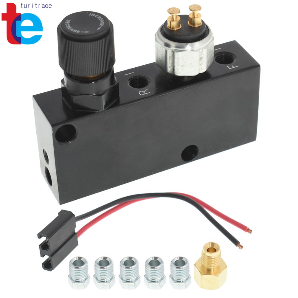 Adjustable Brake Proportioning Valve with Distribution Block Black Aluminum