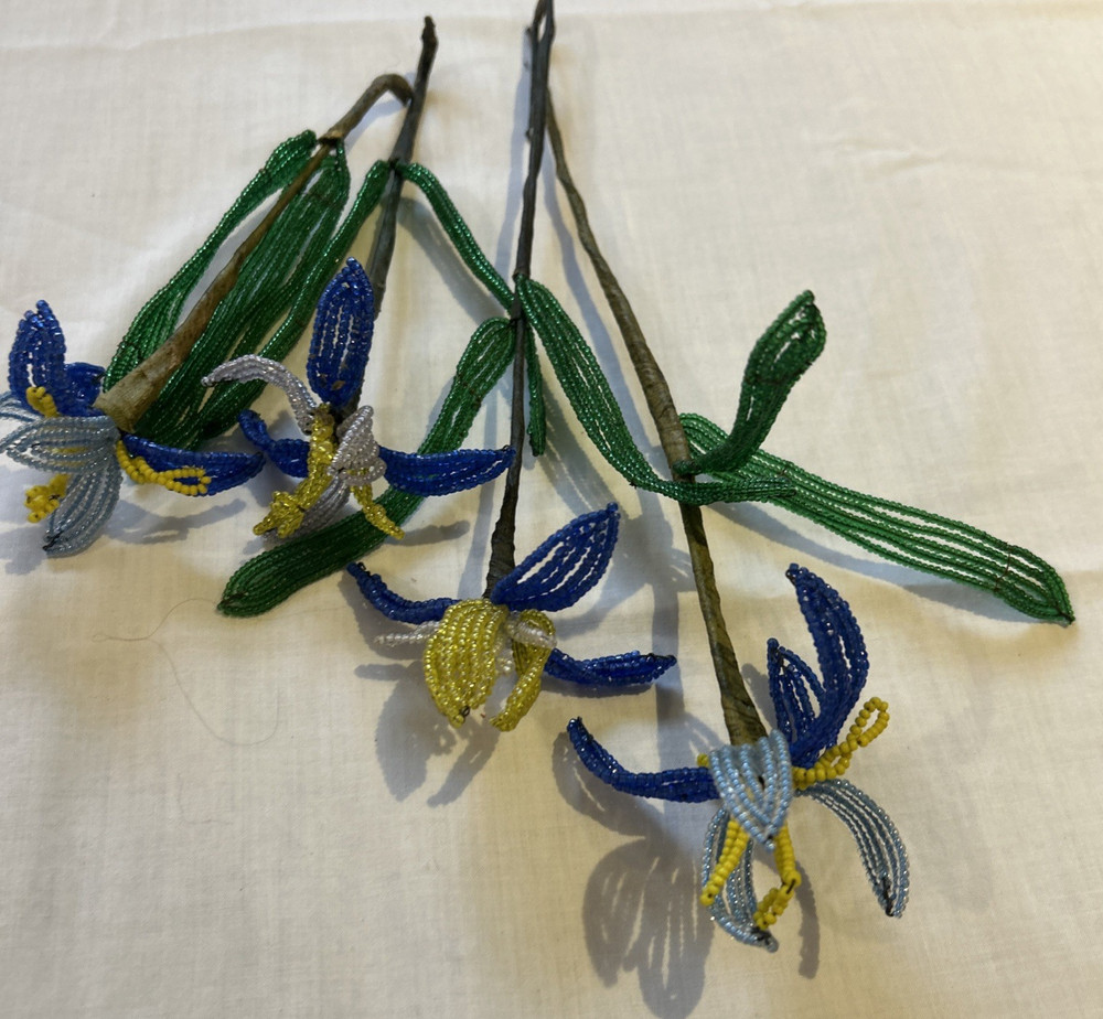 Vintage French Seed Bead Flowers
