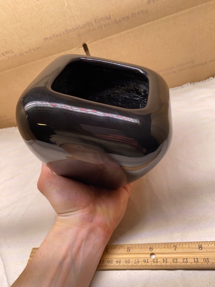 Vintage Haeger Square MCM Black Glossy Ceramic Planter pot ceramic