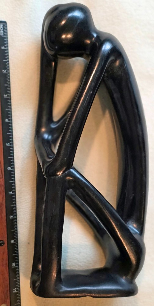 Thinking Man Black Soapstone 12 1/2" High Figure