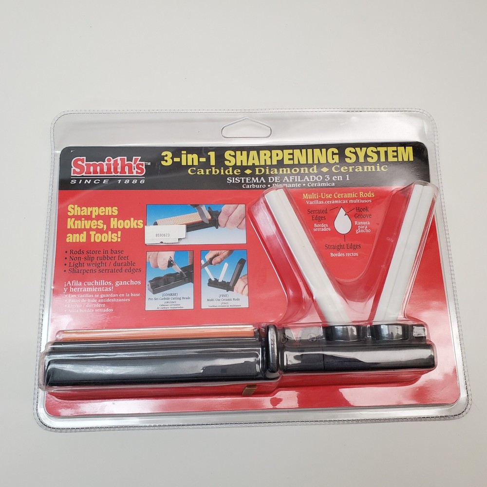 NEW Smith's 3-in-1 Sharpening System Carbide Diamond Ceramic