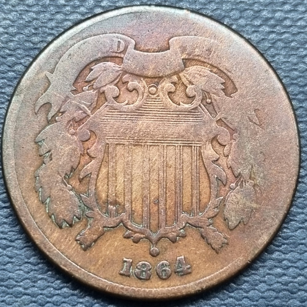 1864 Two Cent Piece 2c Circulated #83952