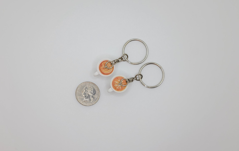 Latte keychain, Coffee keychain, Coffee cup keychain