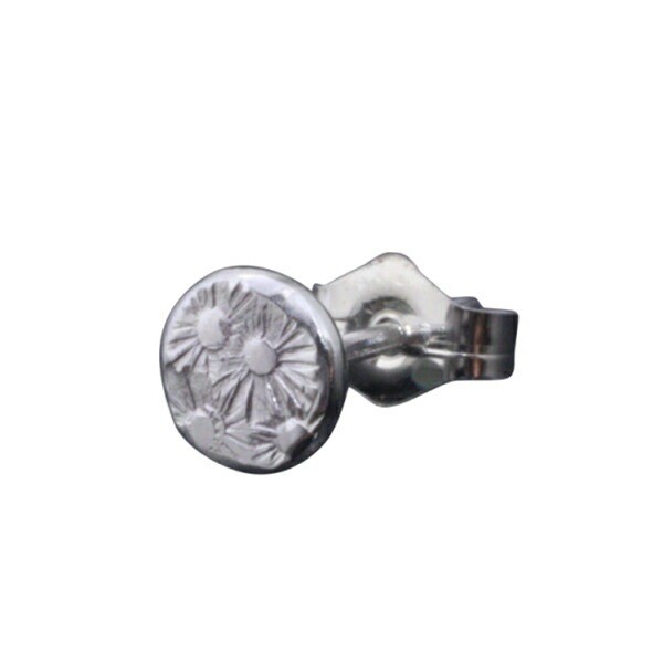 Ryuto Small Flower Hammered Stud Earring (Single) Silver 950