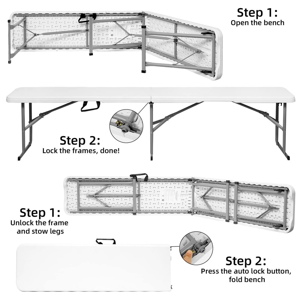6FT Folding Table 1 Pack 6FT Folding Bench Seat 1 Pack