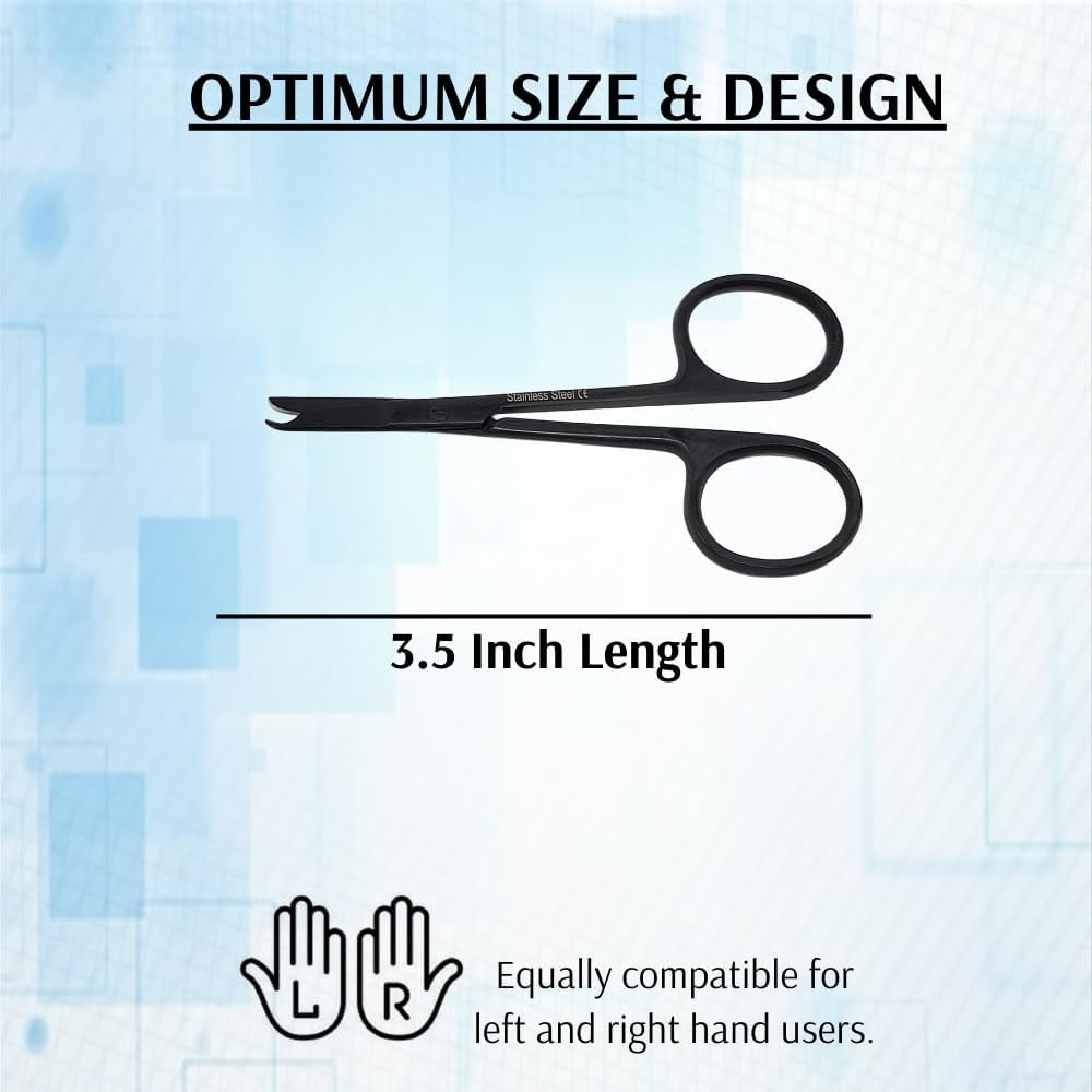 Suture Stitch Scissors Stainless Steel Multi-function Shears (3.5" - Black)