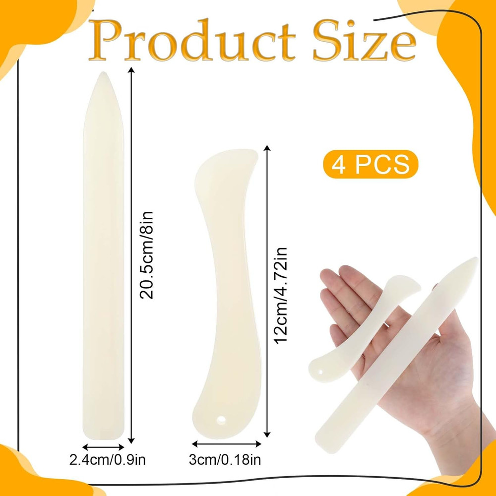 4 Pcs Bone Folder Paper Creaser Set, Folding Scoring Burnishing Crafting Scoring