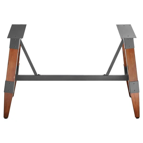 Industrial Style Standard Height Trestle Table Base with Steel Frame & Walnut