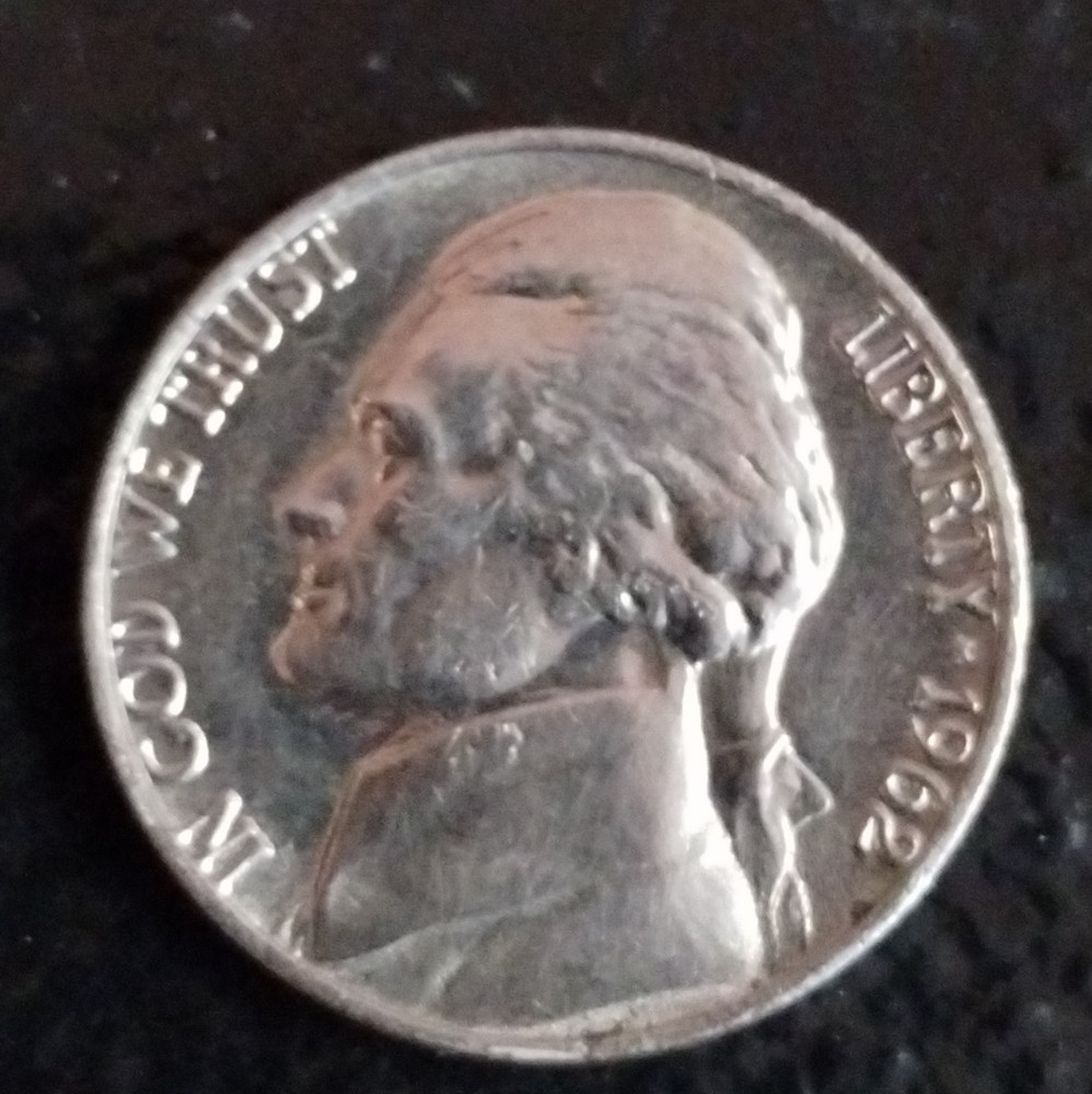 1962 Uncirculated Jefferson Nickel Multiple Errors/DD. No Initials.