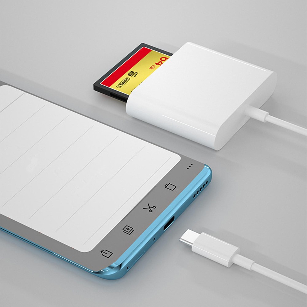 Type-C 3-Slot Memory Card Reader for SD MicroSD Cards Plug Play for Smartphone