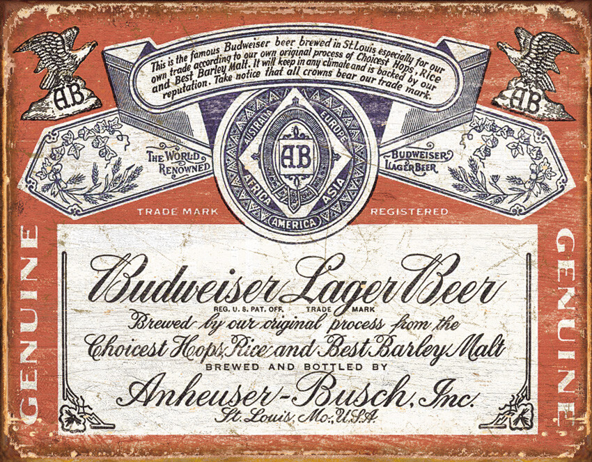 New Tin Signs Budweiser Weathered 1751