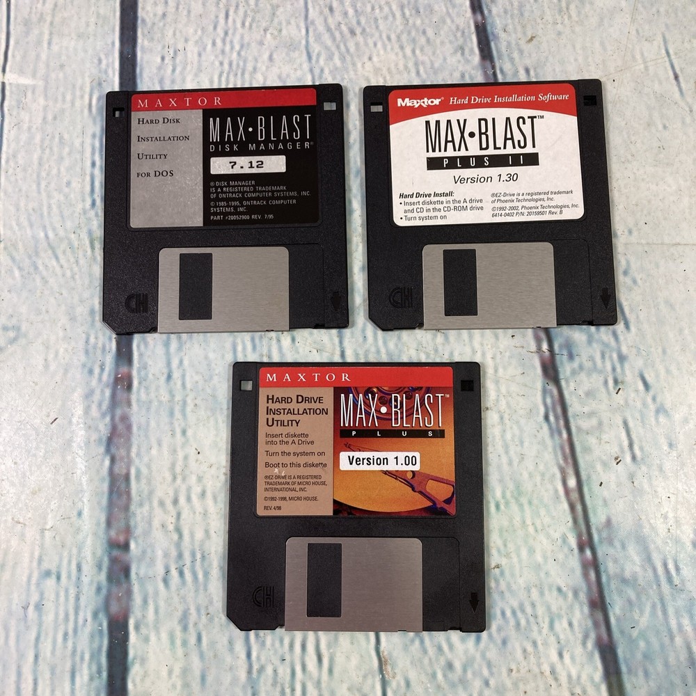Vintage Max Blast Hard Drive Installation Software - (3) 3.5" Floppy Disks