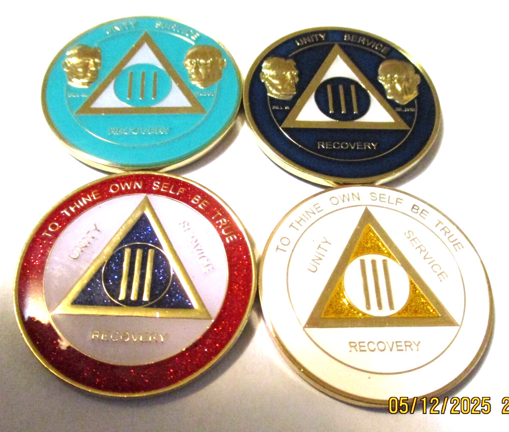 Coin Pink Butterfly Into Action Tri-plate 12 Step Programs