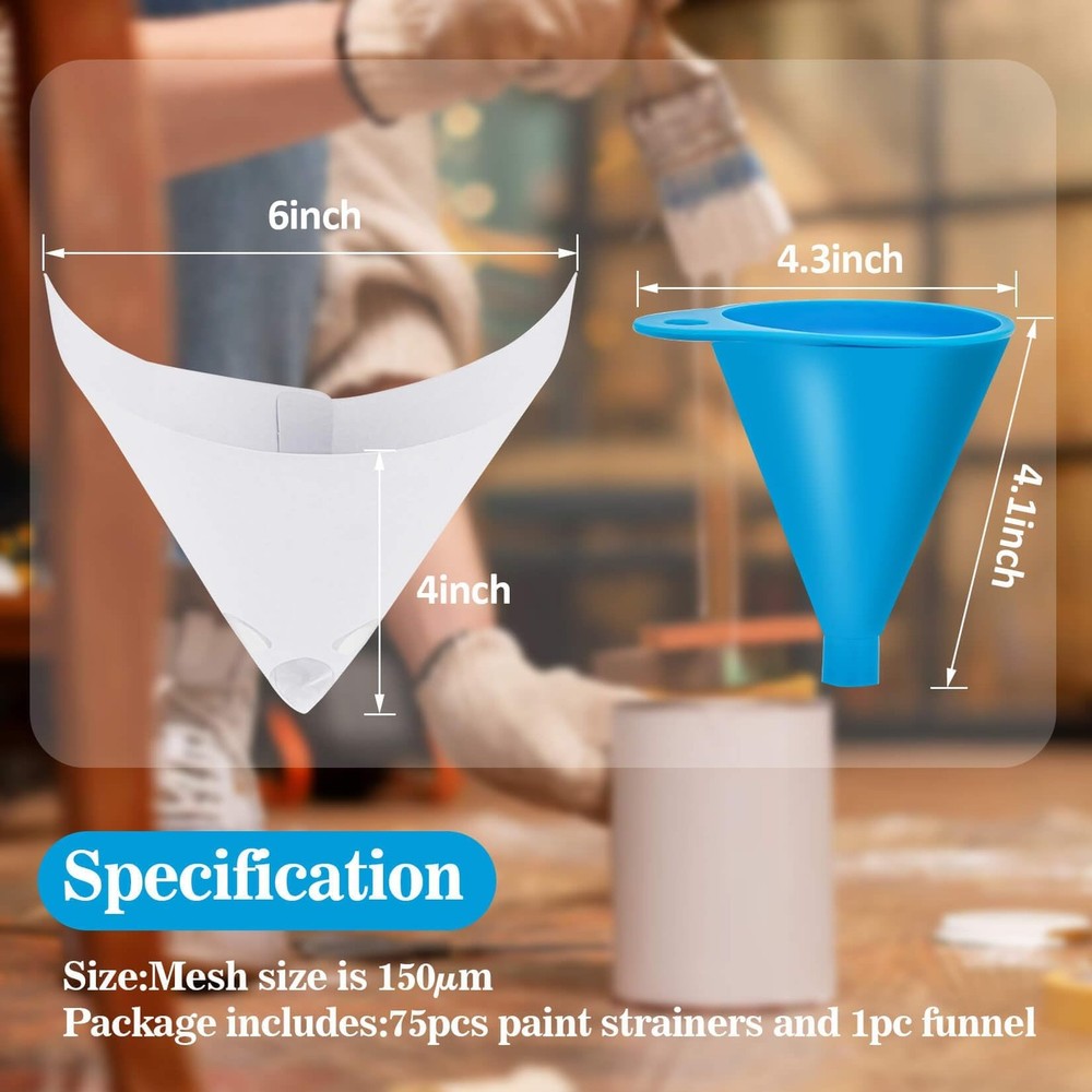 75 Paint Strainers Paper Cone Mixing Cup Strainer Fine Mesh White Funnel Tools