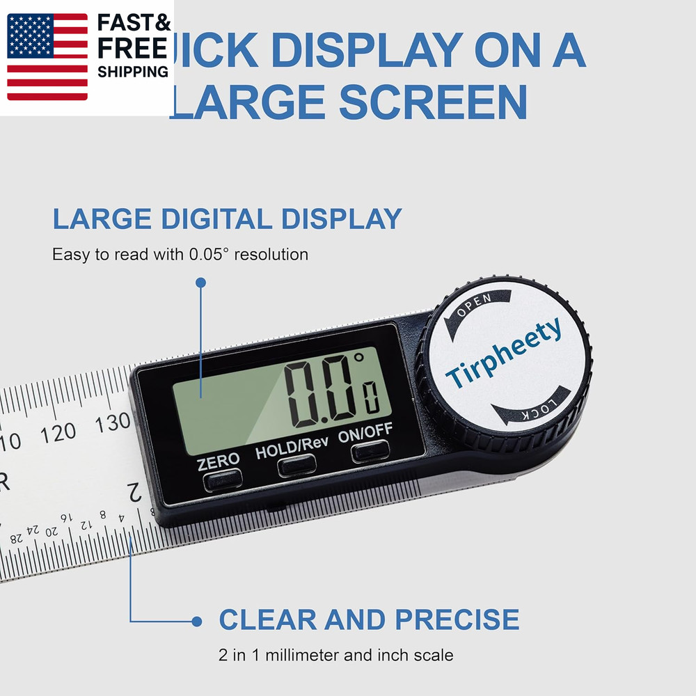Digital Angle Finder Protractor, 3Rd Generation Quick Display Angle Gauge Ruler,