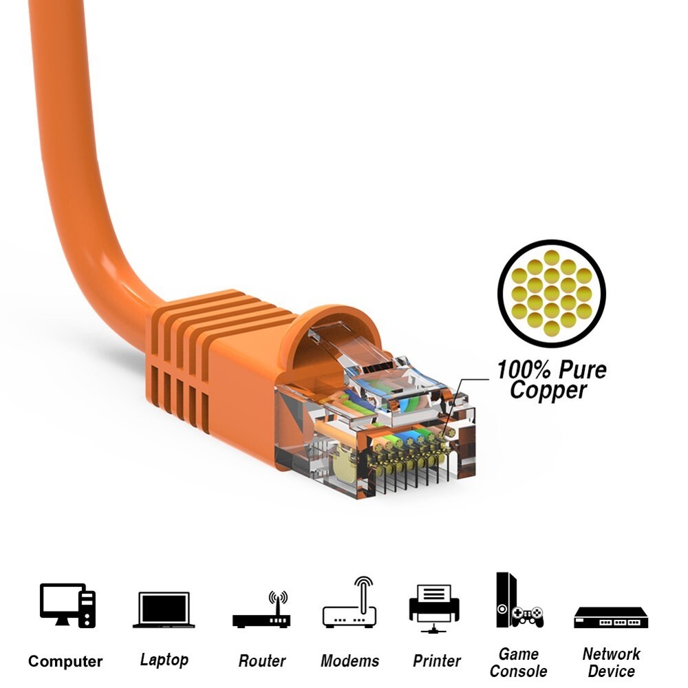 4FT Cat6 RJ45 Ethernet LAN Network UTP Snagless Patch Cable Pure Copper Orange