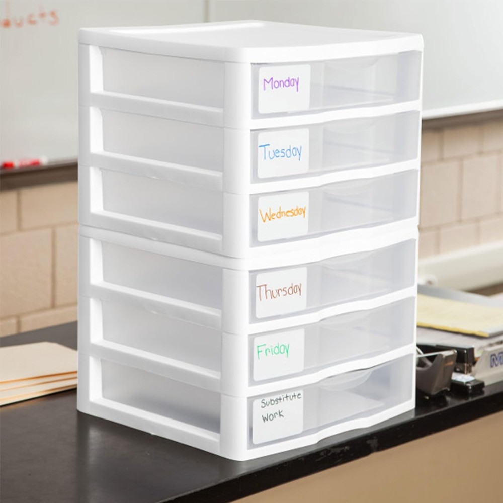3-Pack Wide 3 Drawer Unit, Plastic Desktop Organizer with Clear Drawers
