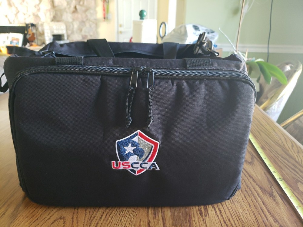 USCCA Range Bag Tactical Black Duffel Bag Shoulder Strap Carrying Case 15"x10"
