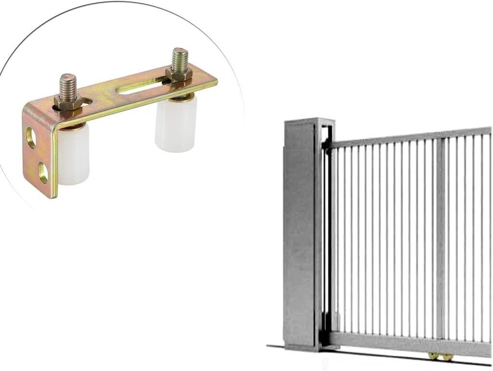 Slide Gate Guide Roller with L Post Bracket Nylon Dual Rollers for Sliding Gates