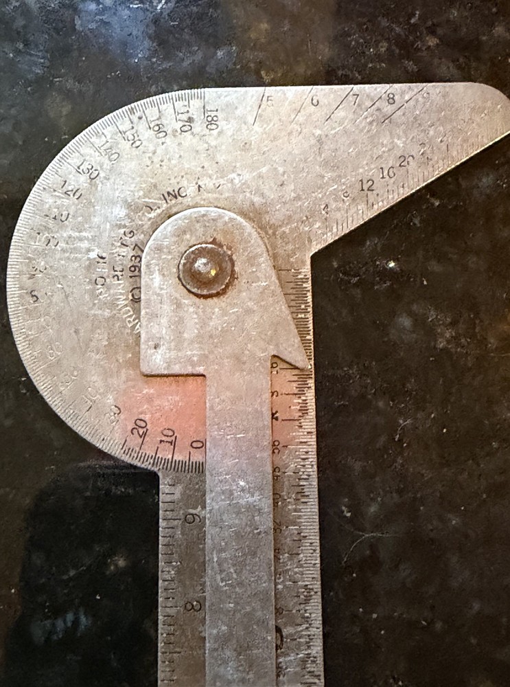 General Hardware No. 16 Multi-Use Rule Gauge Protractor Machinist Tool Vintage