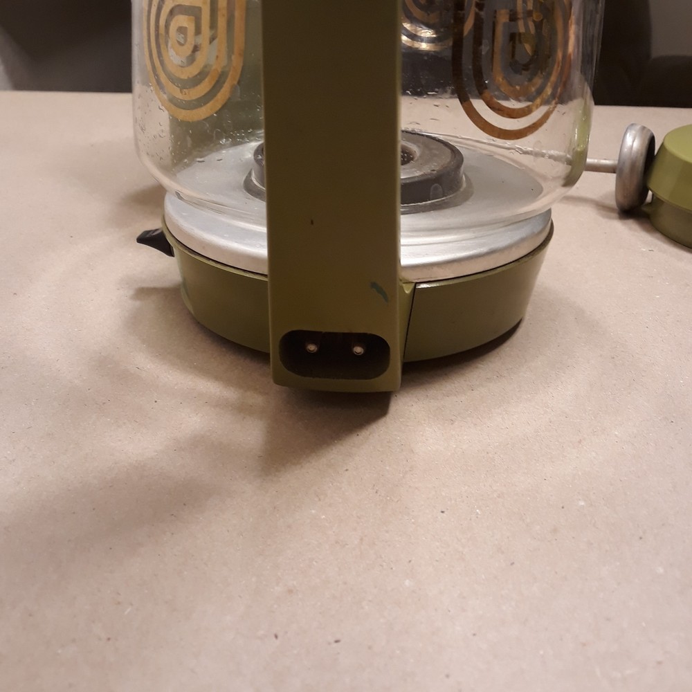 SUNBEAM COFFEEMASTER PERCOLATOR GREEN GLASS P-BT Missing Push Button On Handle