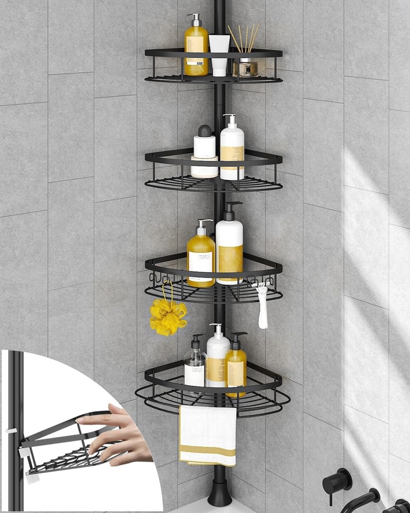 Elegant Rustproof Corner Shower Caddy - 4-Tier Adjustable & Durable Design