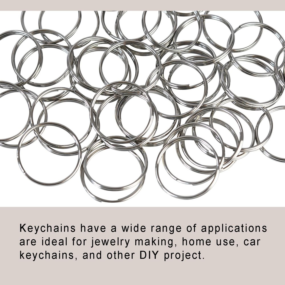 20 Pcs Key Rings 25mm Round Split Ring for Keychains Keyrings Silver