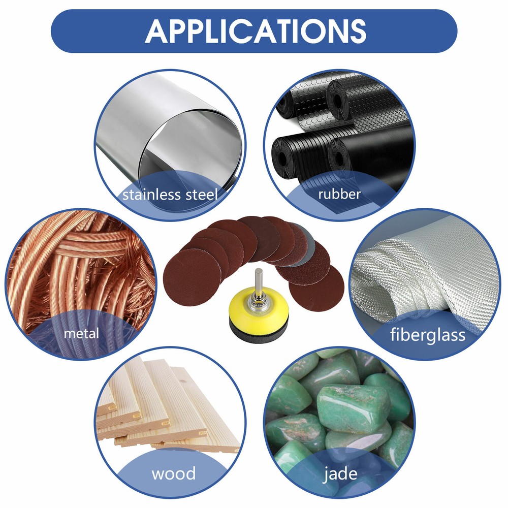 100PCS 2" Sanding Disc Sand Paper Hook Loop Sander+Backer Pad+M6 Drill Adapter