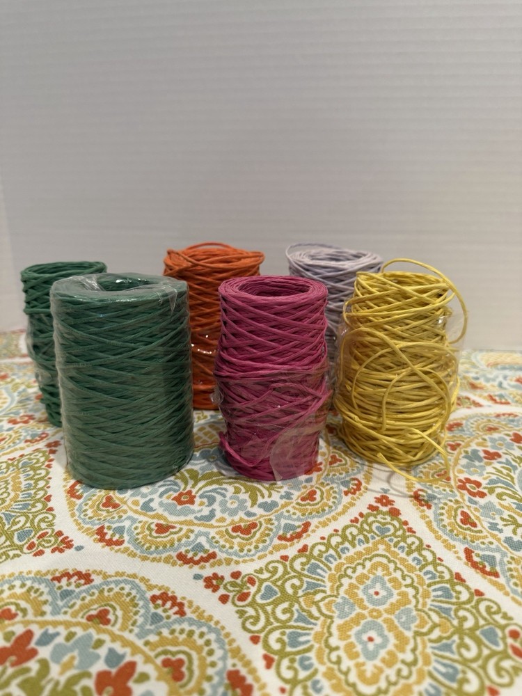 Raffia Stripes Paper String,Colorful Twisted Paper Craft String/Cord/Rope Wired