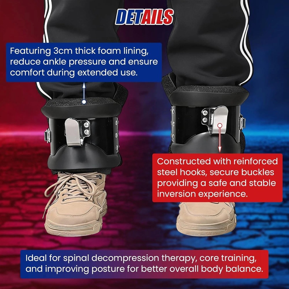 Gravity Inversion Boots with 2 Hooks – Anti-Gravity Hanging Foot Supports for Co