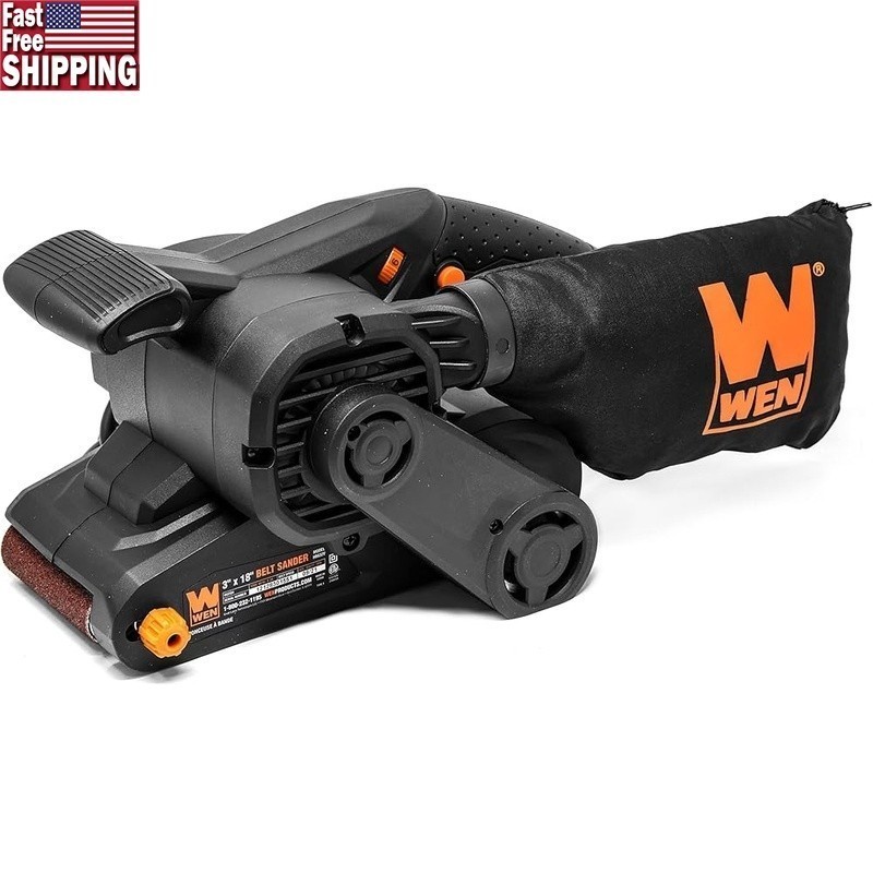 6.3A Variable Speed Belt Sander 80 Grit Lock On Switch Compact Design 6lb New