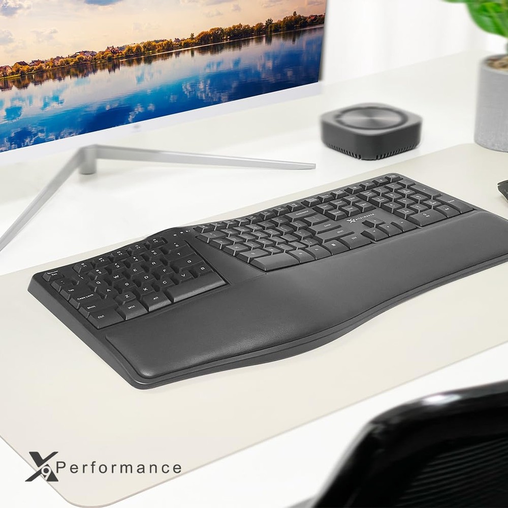 X9 Wireless Ergonomic Keyboard - Split Keyboard with Cushioned Wrist Rest - T...